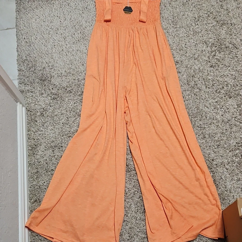 NWT Orange Smocked Wide Leg Maternity Jumpsuit - Picture 7 of 7